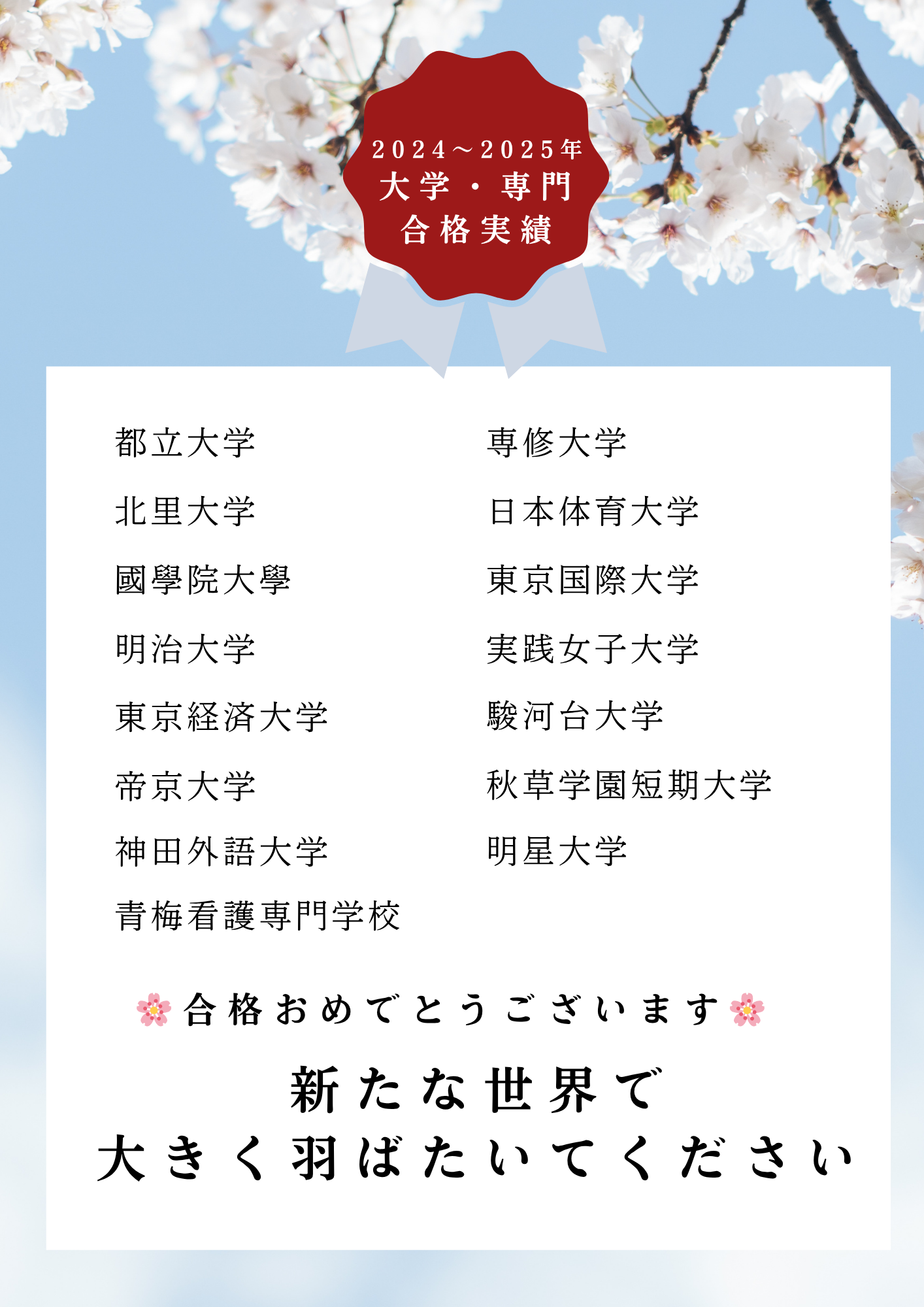 大学・専門合格実績